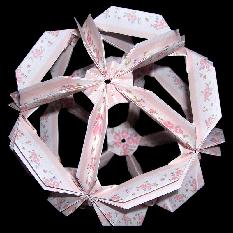 折り紙で作るくす玉の折り図 長方形アラベスク Origamio Shop