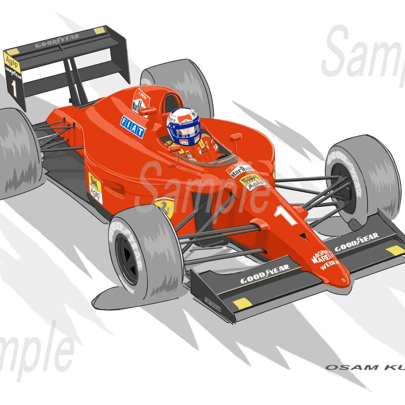 イラスト フェラーリ 641 2 プロスト サイズ 額入り 小さな美術館