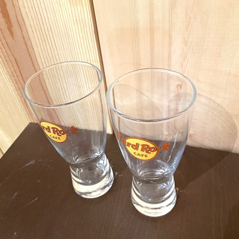 ハードロックカフェ ビアグラス2個セット タンブラー ビールグラス 中古 おしゃれなグラス H