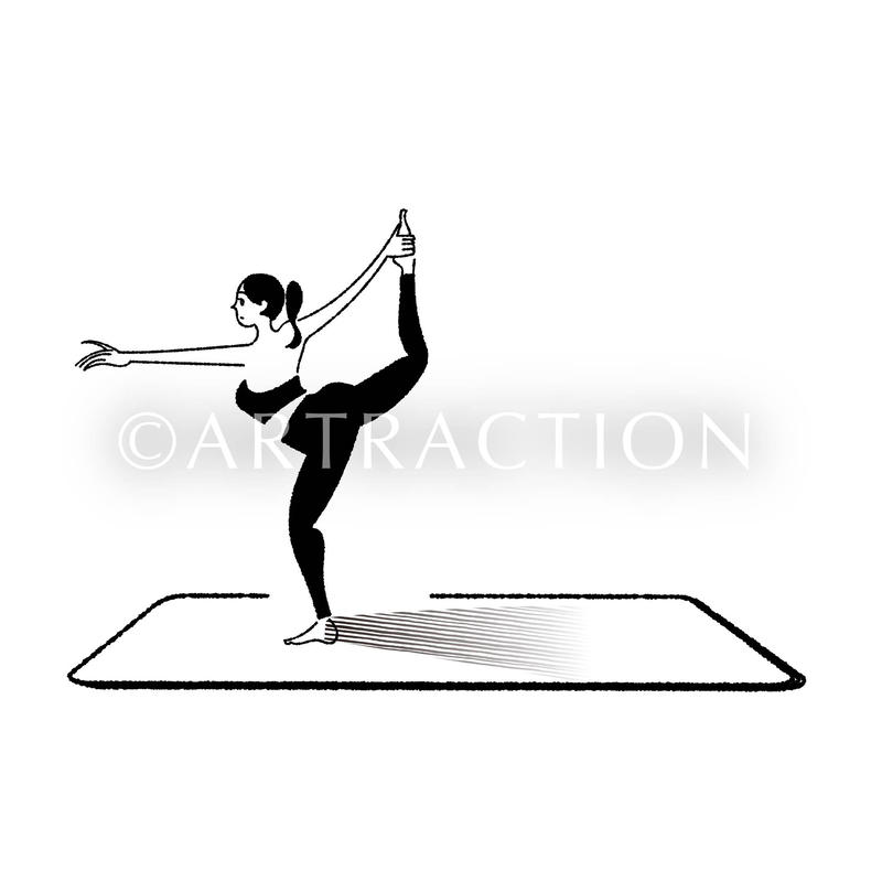 ヨガで弓のポーズをする女性 モノクロ オシャレーション