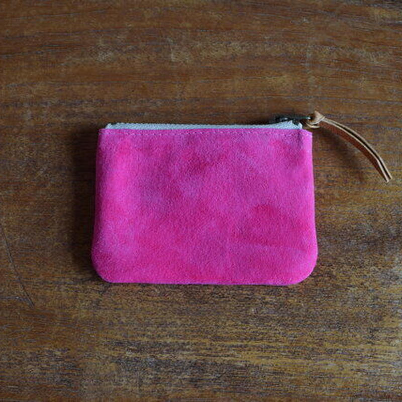 中がかわいい柄ポーチs ピンク 革細工まつした