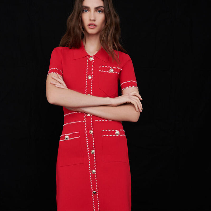 Maje マージュ Contrast Knit Dress ワンピース 定価 375 Ru