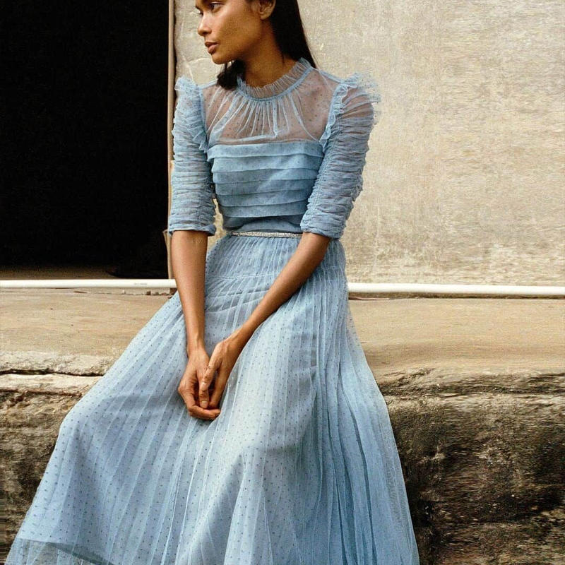 Self Portrait セルフポートレイトdot Mesh Trim Midi Dress