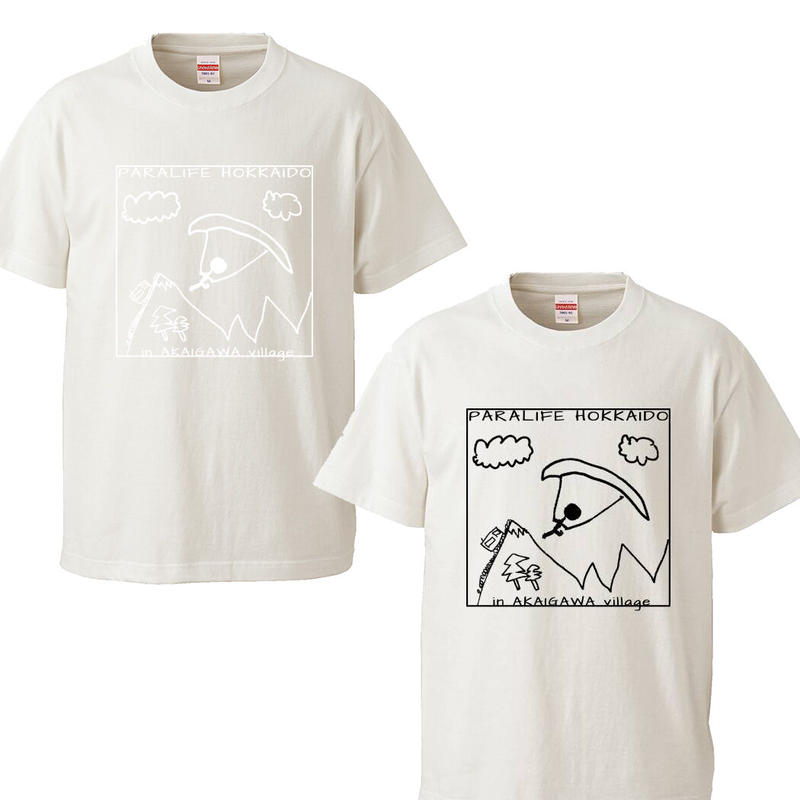 手刷り 受注生産tシャツ パラグライダーデザインc バニラホワイト Paralife 手刷り 受注生産tシャツ パラグライダーデザインc バニラホワイト Paralife
