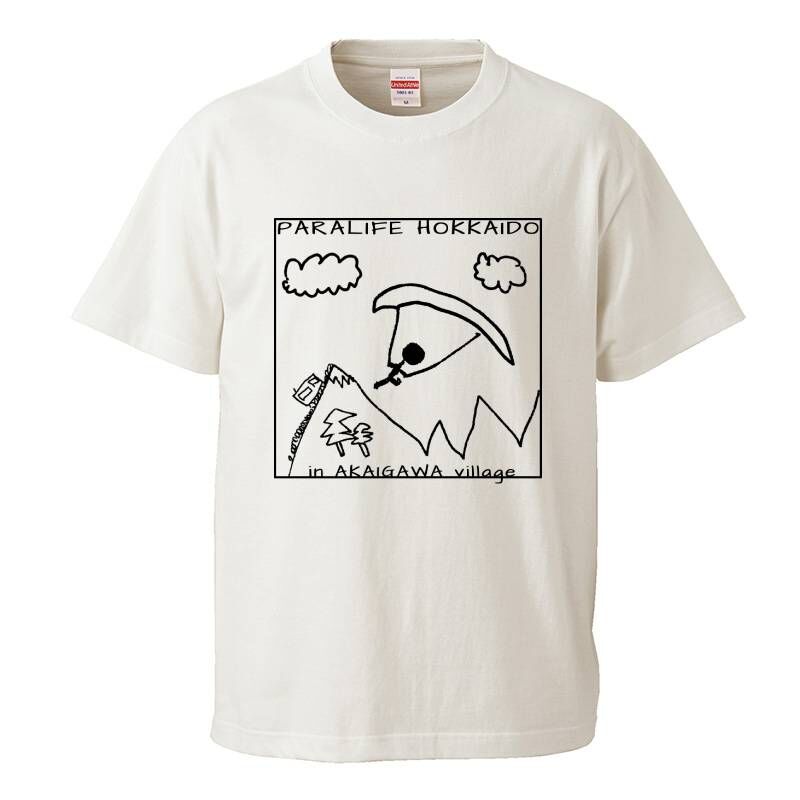 手刷り 受注生産tシャツ パラグライダーデザインc バニラホワイト Paralife 手刷り 受注生産tシャツ パラグライダーデザインc バニラホワイト Paralife