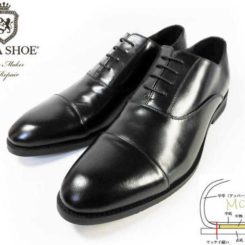 新品】PARASHOE ストレートチップ 革底 内羽根黒 2E