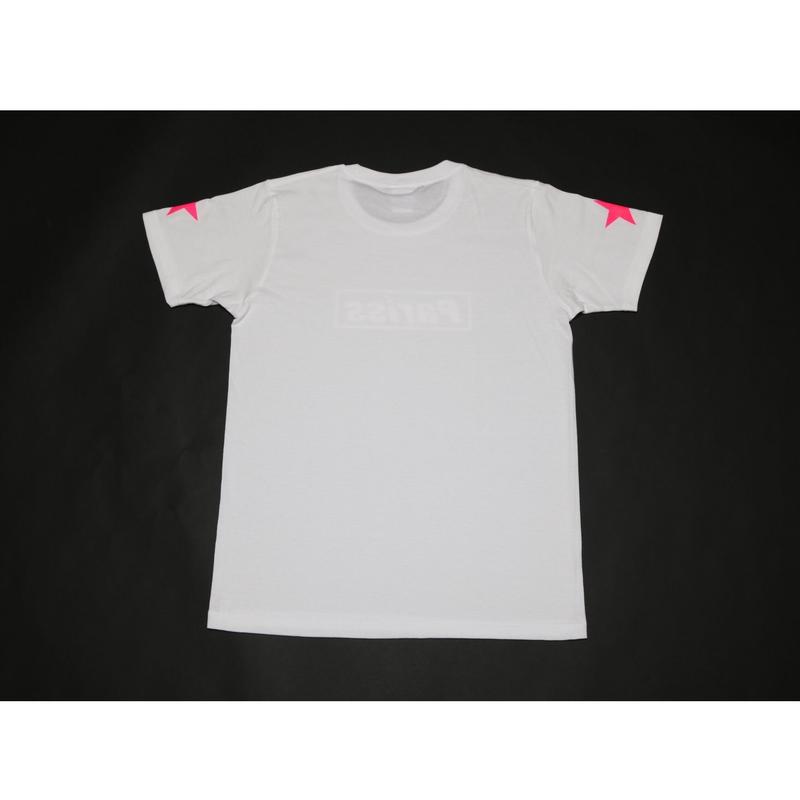 Boxロゴtシャツ ホワイト 蛍光イエロー ホワイト 蛍光ピンク Pariss