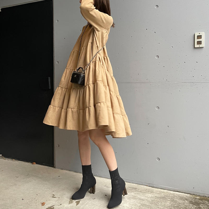 即納 コーデュロイティアードワンピース Pbselect