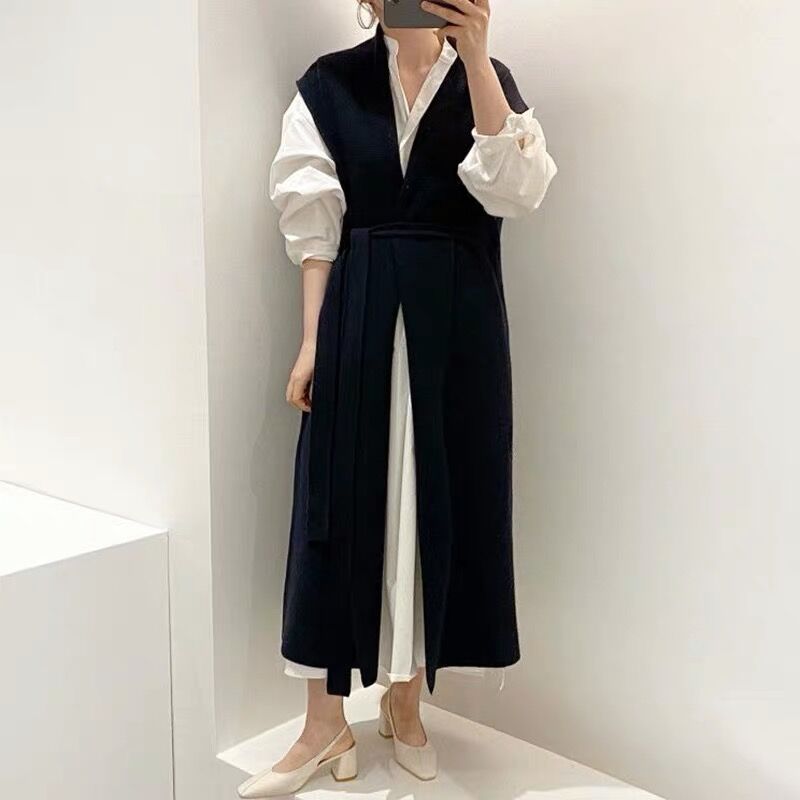 予約 ニットロングベスト ロングシャツワンピ Pbselect