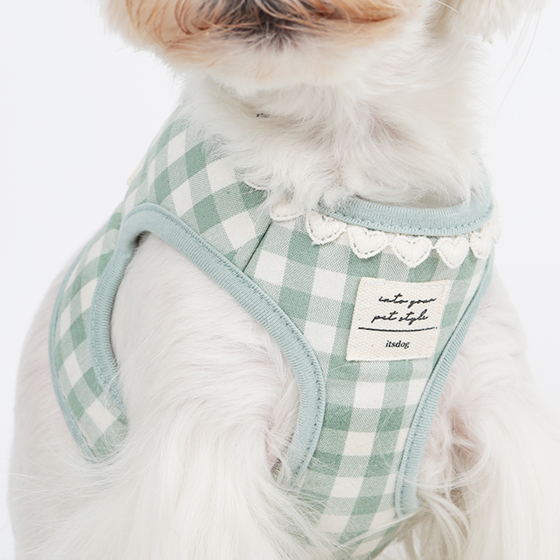 Itsdog ハートチェックハーネス ミント Pick Me Up