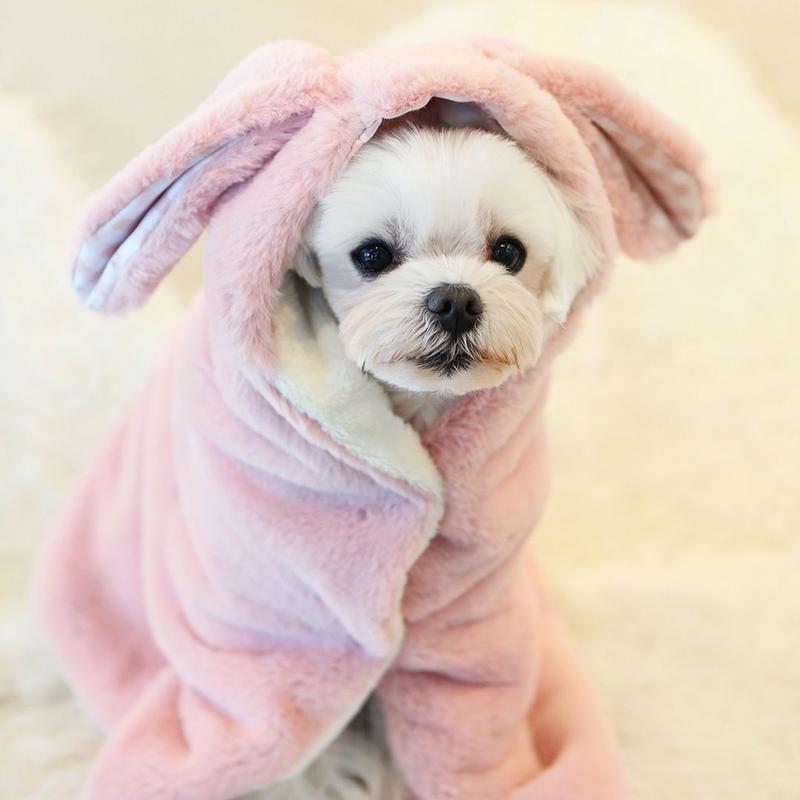 Itsdog うさぎフード マントブランケット ピンク Mサイズ Pick Me Up