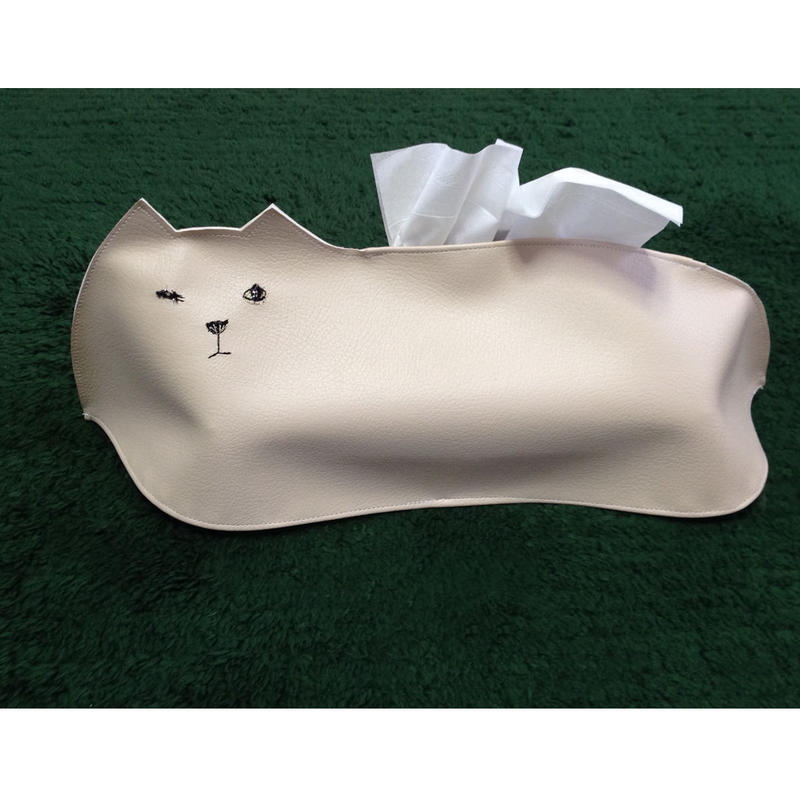 白猫のティッシュケース ベージュ 送料無料 受注生産 Pinpignon