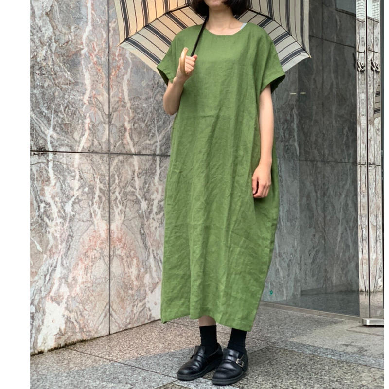 Yarra リトアニアリネンボックスワンピース Pivoine