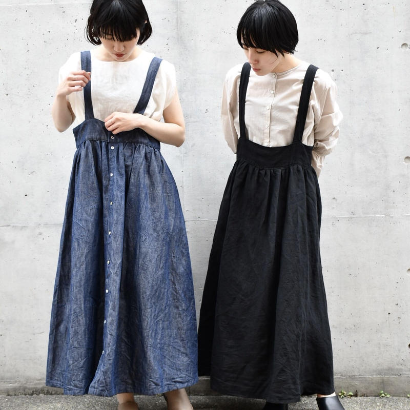 作家さん〇゜frou-frou リネン エプロンワンピース 作家さん〇゜frou-frou リネン エプロンワンピース