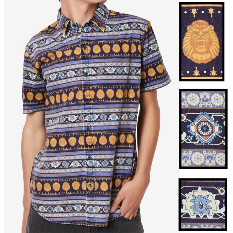 ｕｓａ直輸入 Disney アラジン 魔法の洞窟の中で出会った 魔法の絨毯 半袖シャツ 開襟