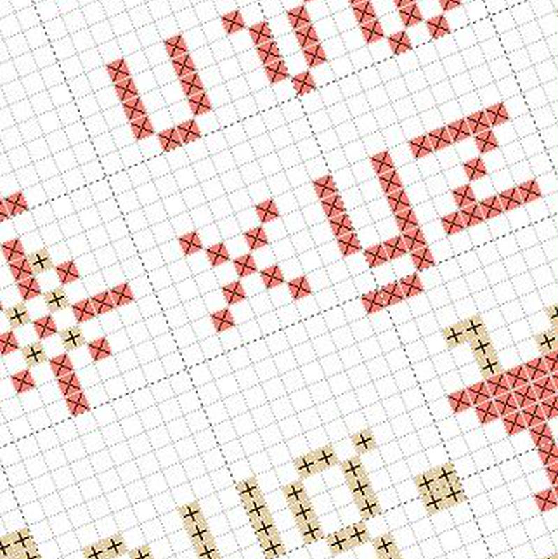 クロスステッチ図案 ダウンロード図案2色刺し 8月サンプラー 花火とカクテル Poco A