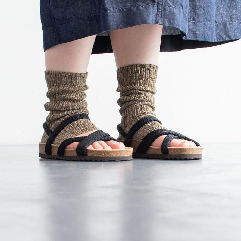 リネン オーガニックコットン リブ サンダルソックス Homie ホミー H 057