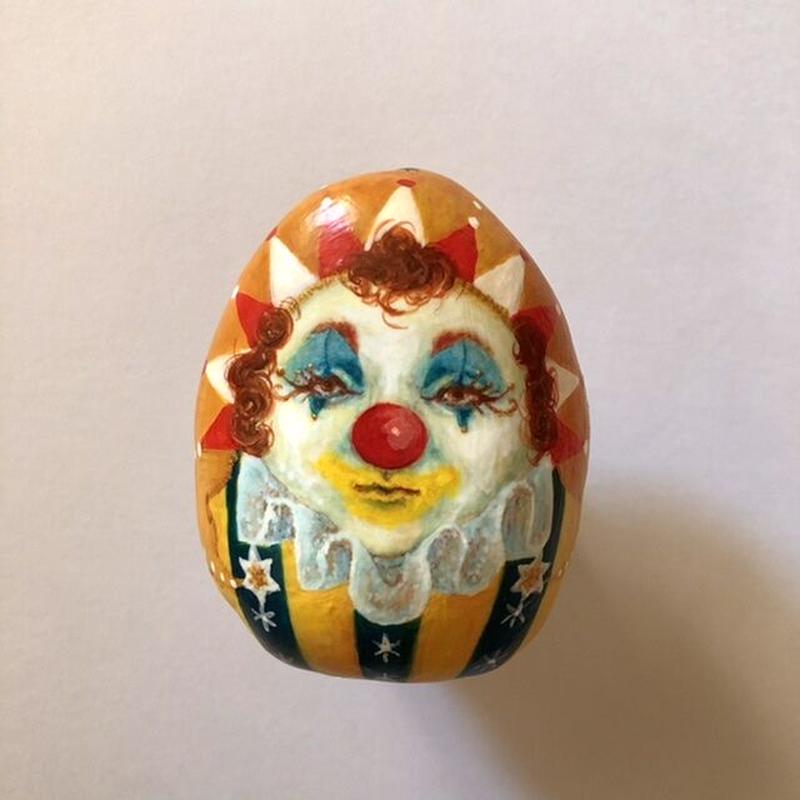 手のひらピエロ人形 星柄のピエロ ハンドペイントで描いた人形づくり Hn605