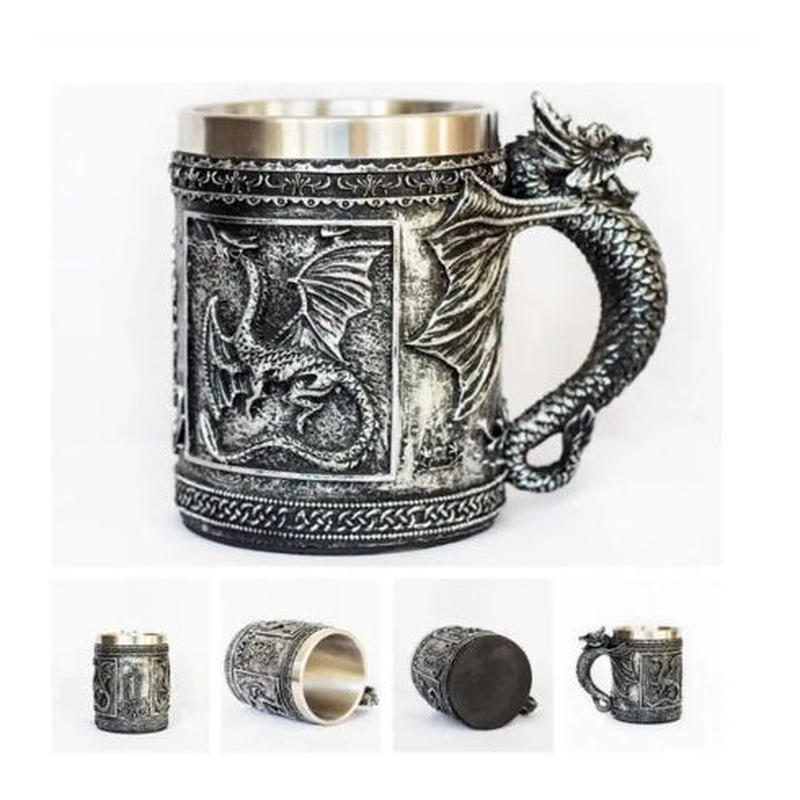 ビールジョッキ マグカップ ステンレス がいこつ ドラゴン 龍 保冷 保温 おしゃれ食器 高級