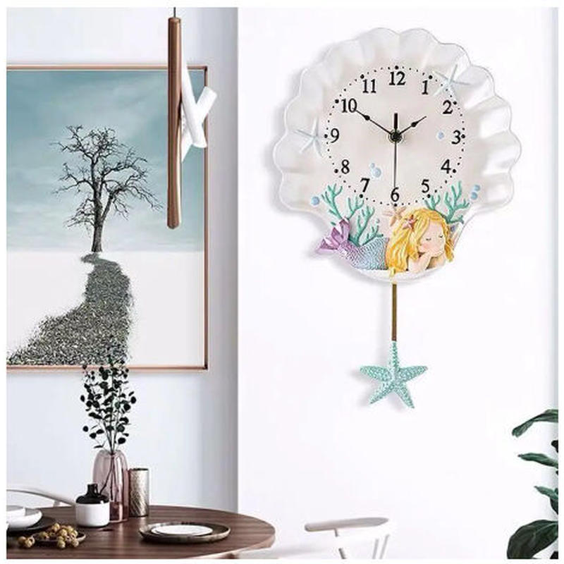 アナログ時計 壁掛け時計 インテリア 人魚姫 海の世界 振り子時計 子供部屋