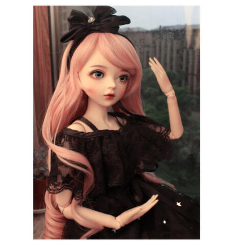 PEWETE 1 3スケール ピンク BJD適用 人形ヘッド アクセサリー, 化粧付き ドールヘッド 女性 アイ PEWETE 1 3スケール ピンク BJD適用 人形ヘッド アクセサリー, 化粧付き ドールヘッド 女性 アイ