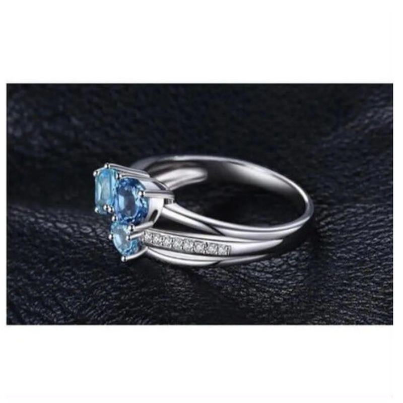 Jewelrypalace イミテーション ブルートパーズ 3ストーンリング World