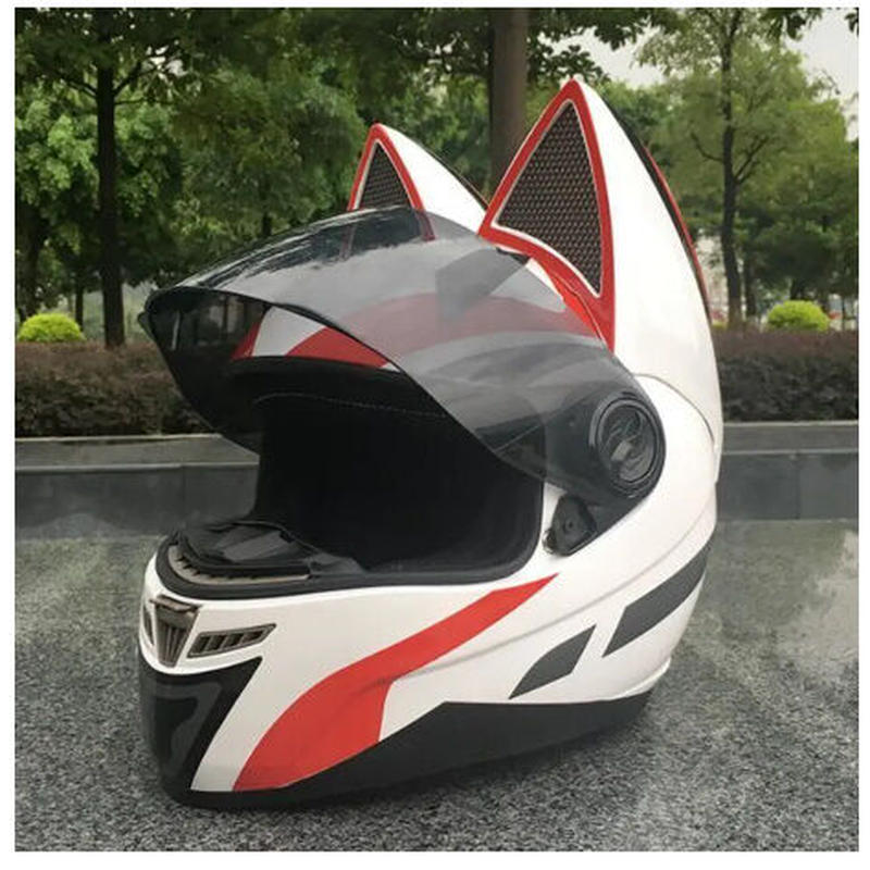 猫耳 フルフェイスヘルメット カラーサイズ選べますシールドカラー4色展開 レトロ 昭和 走り屋