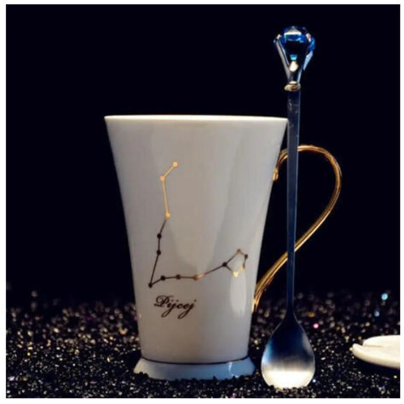 12星座マグカップ ティーカップ 390ml スプーン付き おしゃれ かわいい プリント 12星座マグカップ ティーカップ 390ml スプーン付き おしゃれ かわいい プリント