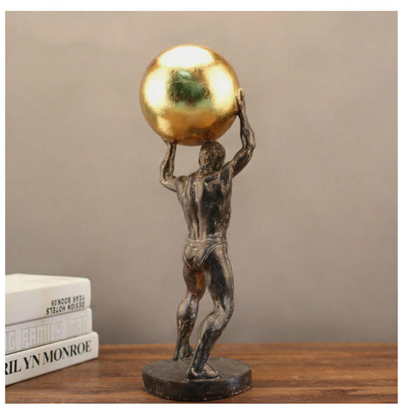 オブジェ 置物 北欧インテリア 彫刻 ヘラクレス ギリシャ神話 金色 アンティーク 樹脂