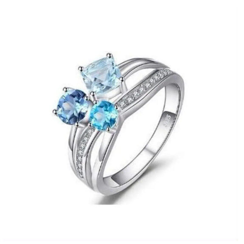 Jewelrypalace イミテーション ブルートパーズ 3ストーンリング World