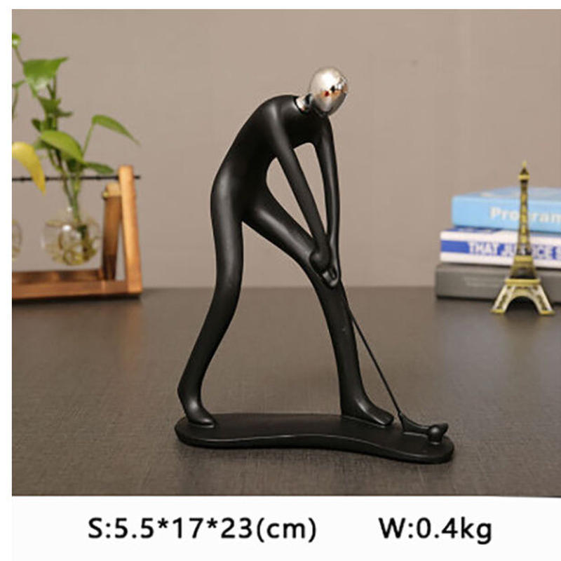 オブジェ ゴルフをする人 スポーツ パターゴルフ 黒 23cm 樹脂彫像 部屋装飾品 お洒
