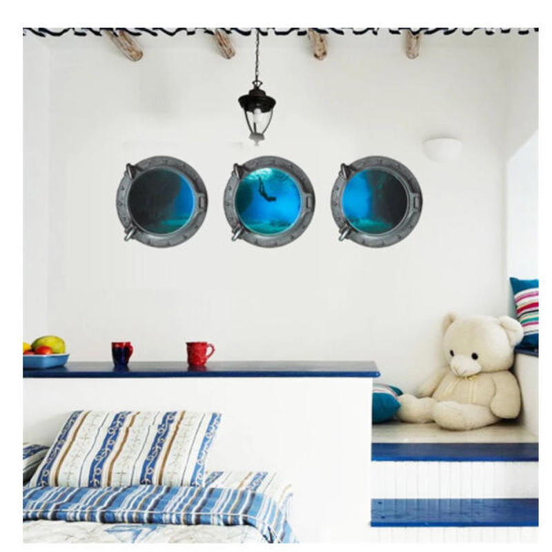 ３dウォールステッカー 船窓からの景色 深海 自然 潜水艦 お洒落シール Diy キッチン 寝