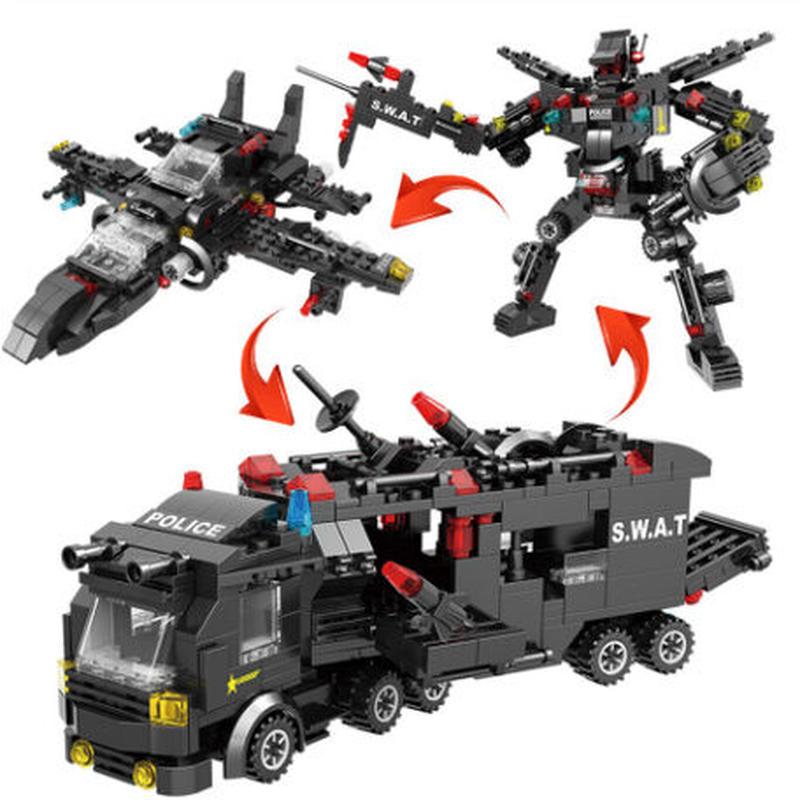 レゴスワットセット 互換品 変形可能 ヘリコプター トラック 車両 車 ロボット Swat 特