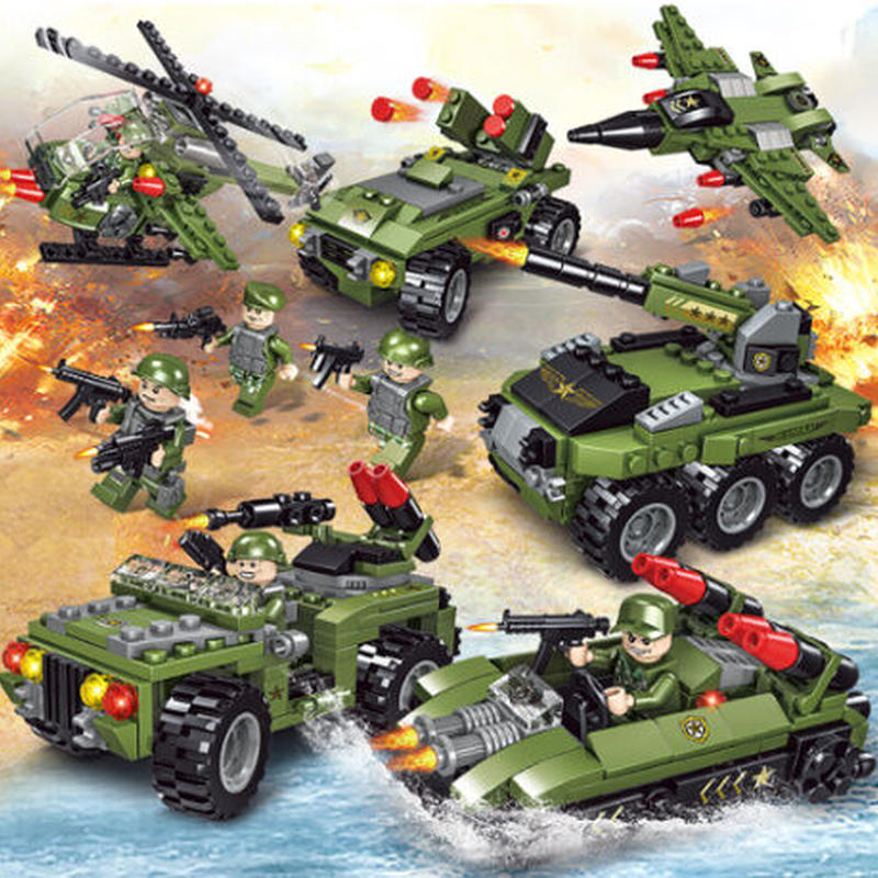 レゴ互換 戦車 6in1 ヘリコプター 戦闘機 車両 特殊部隊 車両 飛行機 戦争 兵士 兵隊