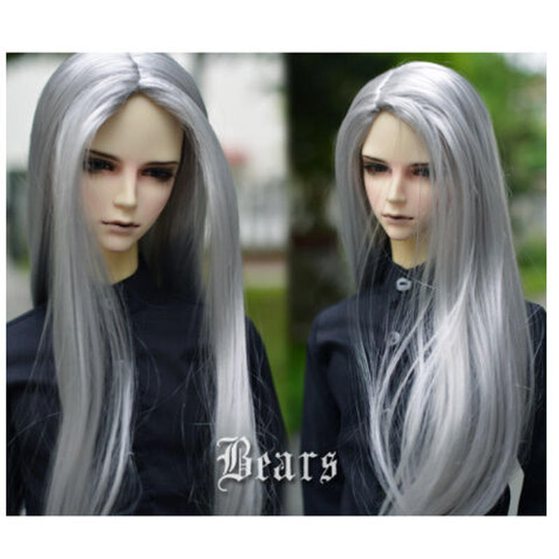 Bjd ウィッグ ロング ストレート 銀髪 シルバー 1 3 球体関節人形 カスタムドール か