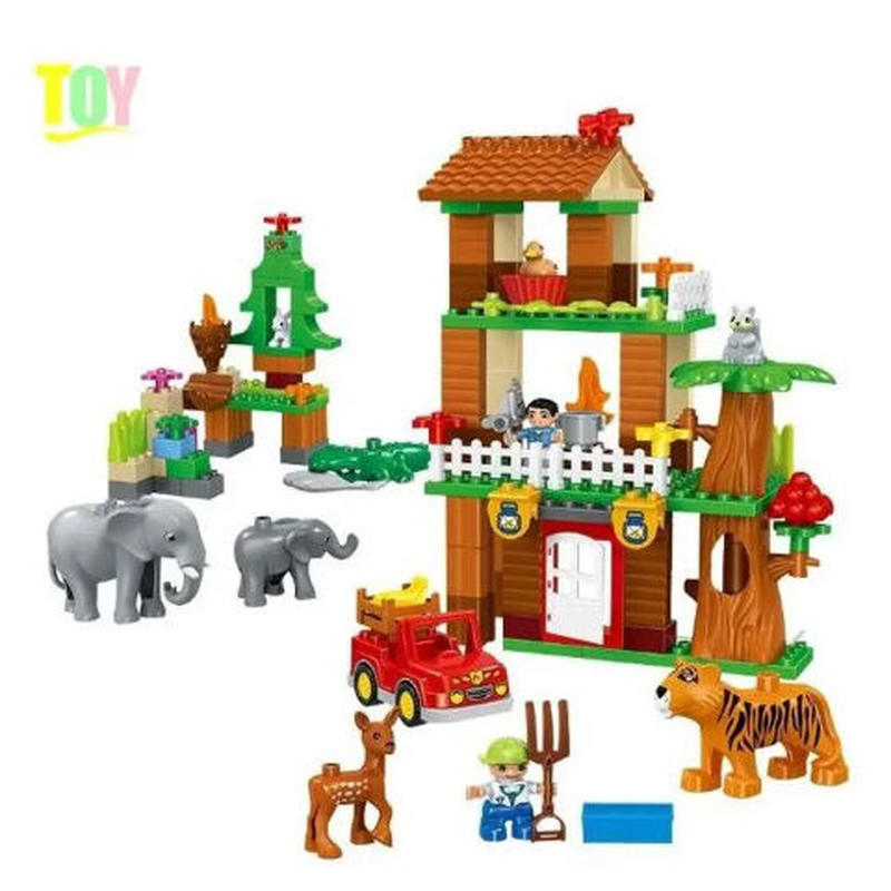レゴ互換 デュプロのまち サバンナ ジャングルのどうぶつ 自然の動物園セット 138ピース L