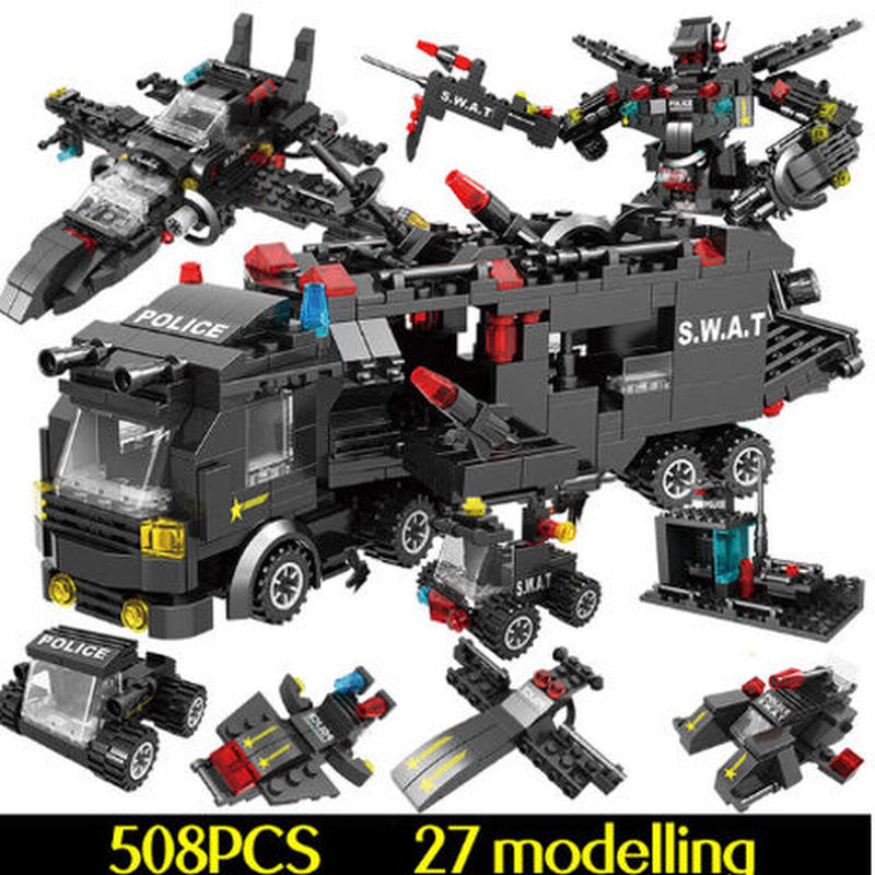 レゴスワットセット 互換品 変形可能 ヘリコプター トラック 車両 車 ロボット Swat 特