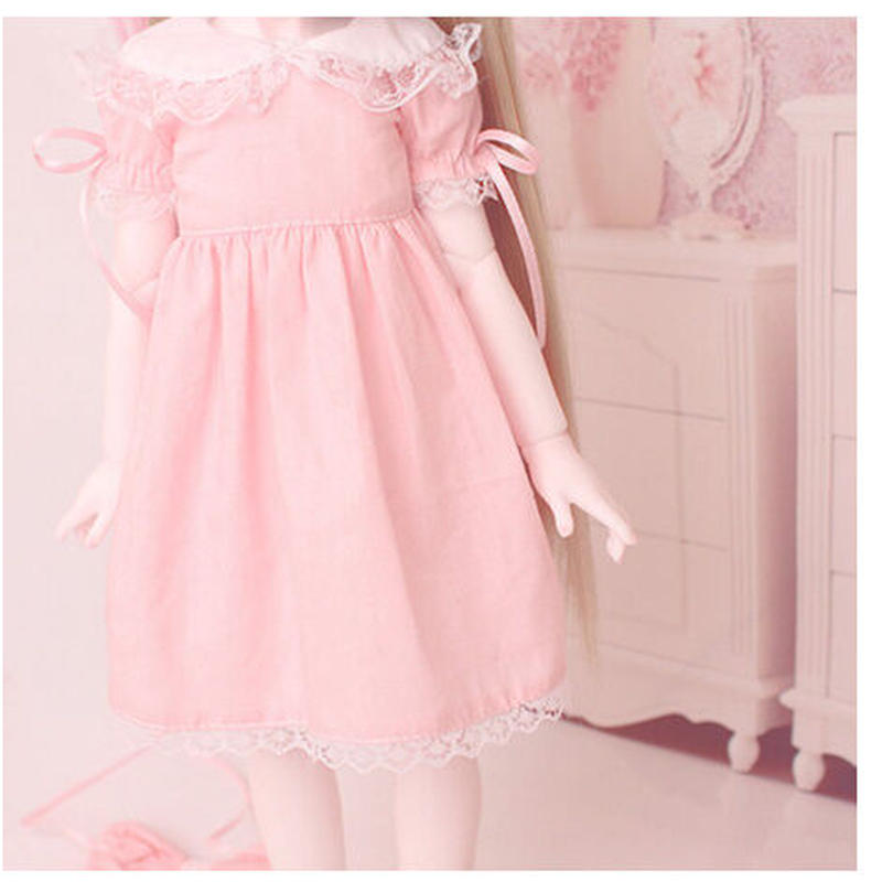 Bjd 球体関節人形 かわいいドレス ワンピ ピンク ドール衣装 カスタムドール 服 美しい