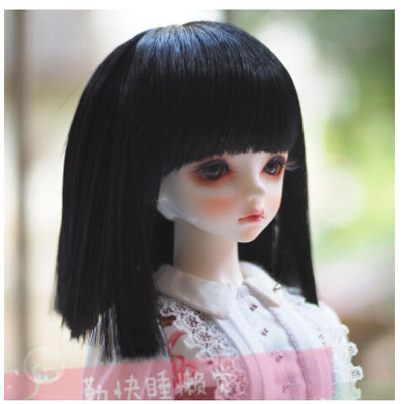 Bjd ウィッグ ロング 黒髪 サラサラ ストレート 球体関節人形 カスタムドール 人形用 か