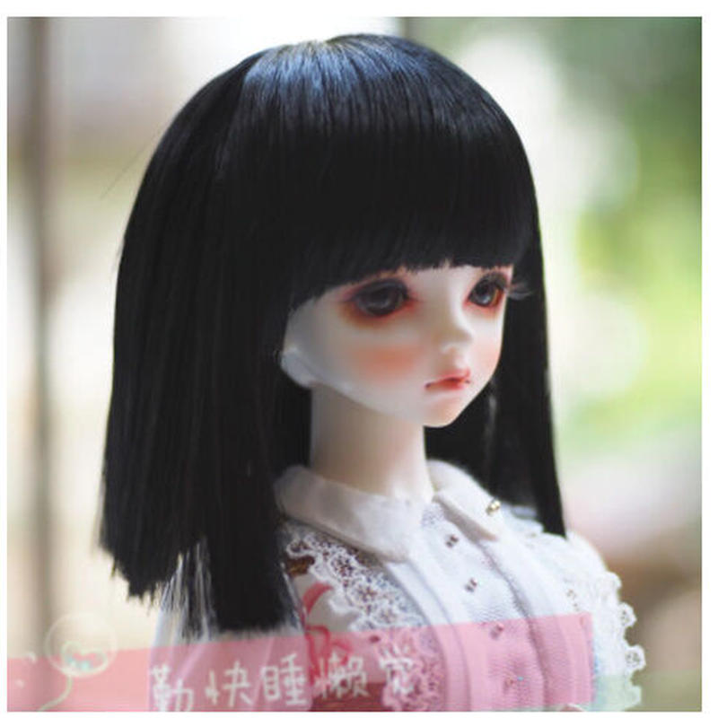 Bjd ウィッグ ロング 黒髪 サラサラ ストレート 球体関節人形 カスタムドール 人形用 か