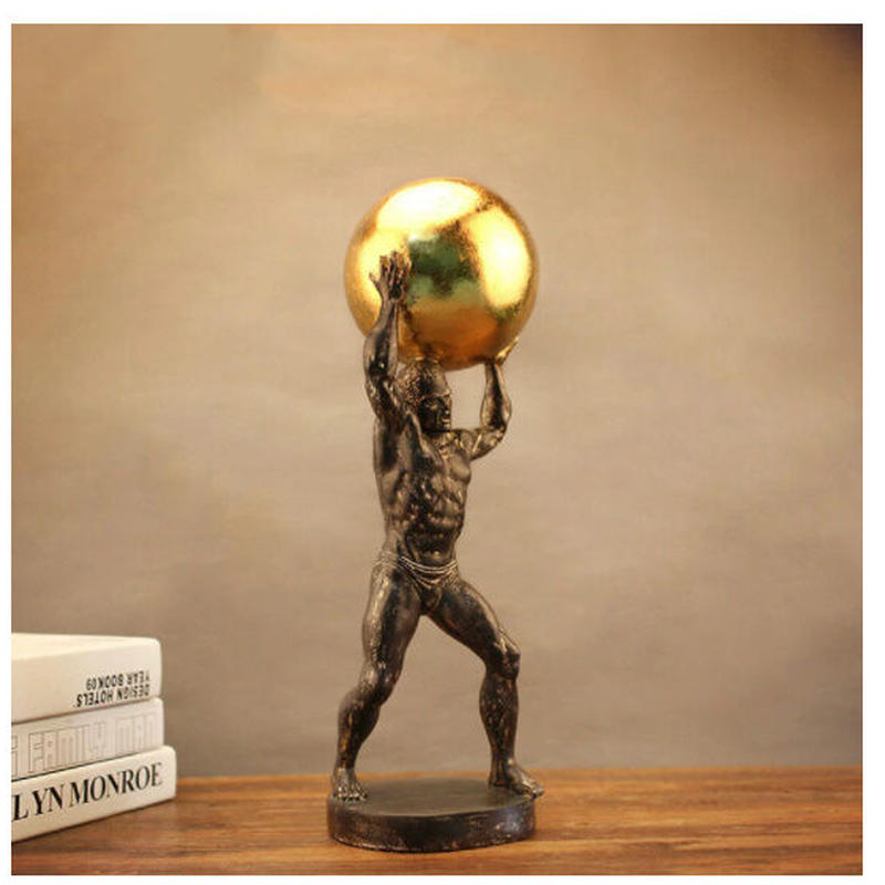 オブジェ 置物 北欧インテリア 彫刻 ヘラクレス ギリシャ神話 金色 アンティーク 樹脂