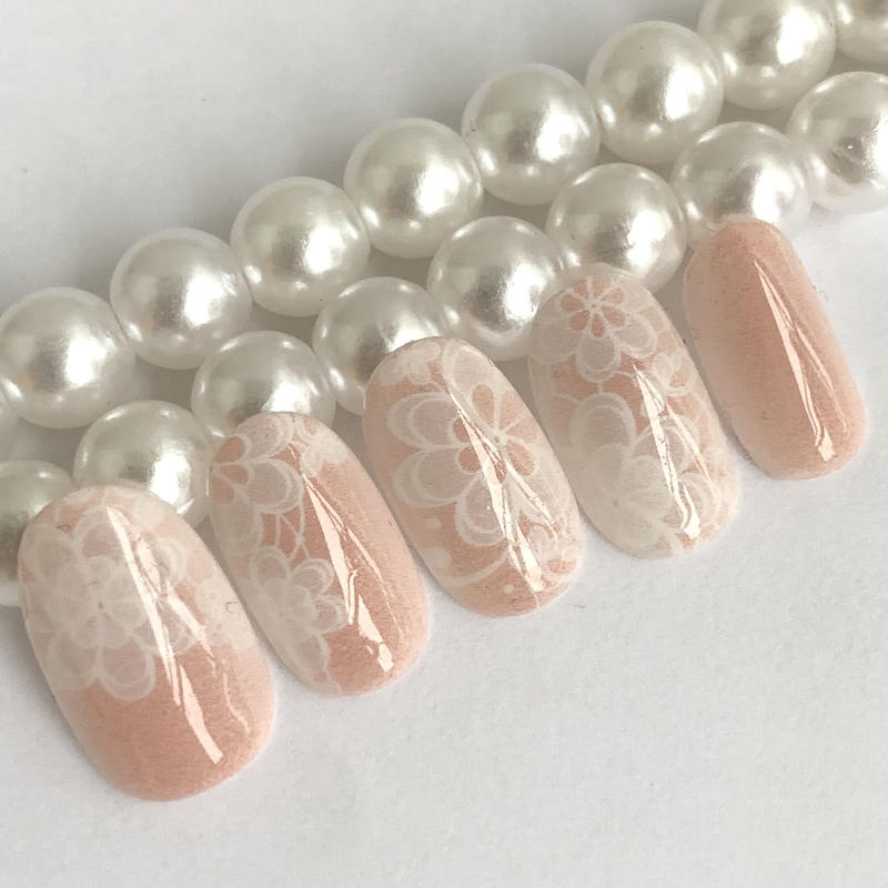 薬指用 お花のレース ベージュ 2153 Premona Art デジタルネイルプリン