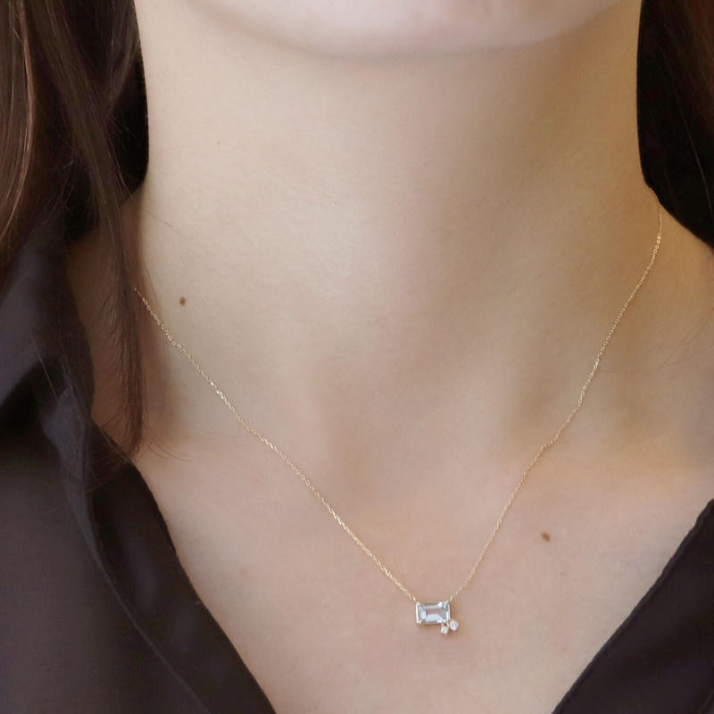 QIREINI K10YG ダイヤモンド/アクアマリンネックレス | VERITEOnline QIREINI K10YG ダイヤモンド/アクアマリンネックレス | VERITEOnline