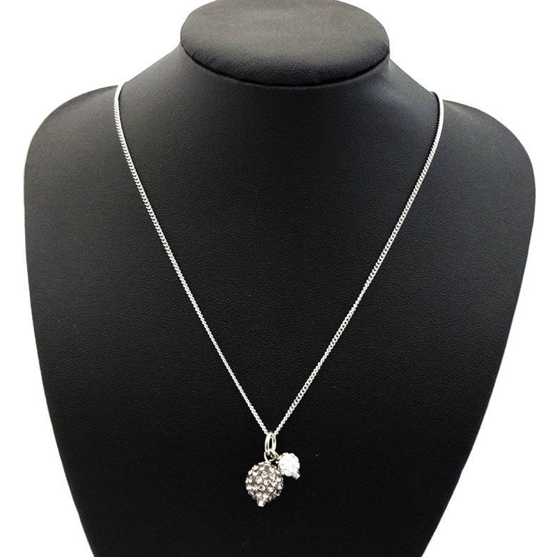 ラインストーンパヴェネックレス 10mm 6mm ブラックダイヤモンド クリスタル P