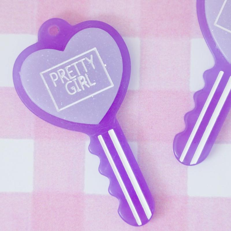 ハート カギチャーム パープル 4個 ハンドメイド パーツ 素材 キッズアクセサリー かわい