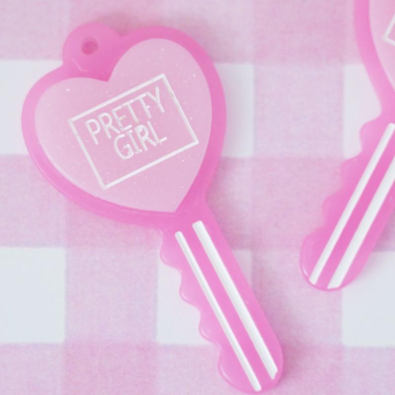 ハート カギチャーム ピンク 4個 ハンドメイド パーツ 素材 キッズアクセサリー かわいい