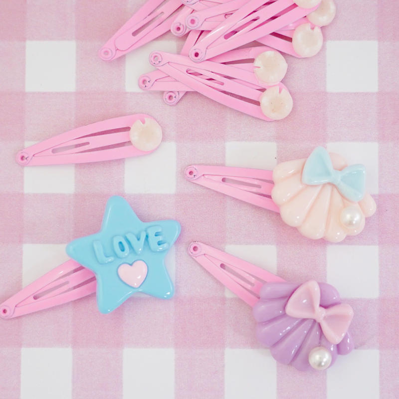 台座付き パッチンどめ 個 ハンドメイド パーツ 素材 キッズアクセサリー かわいい ゆ