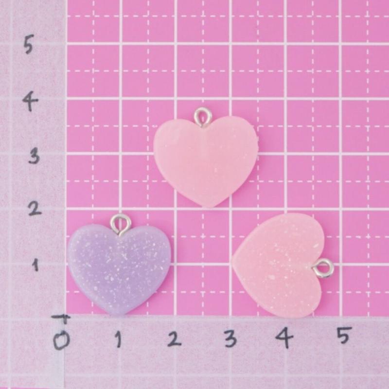 ラメ ハート チャーム 4個 ハンドメイド パーツ 素材 キッズアクセサリー かわいい ゆめ