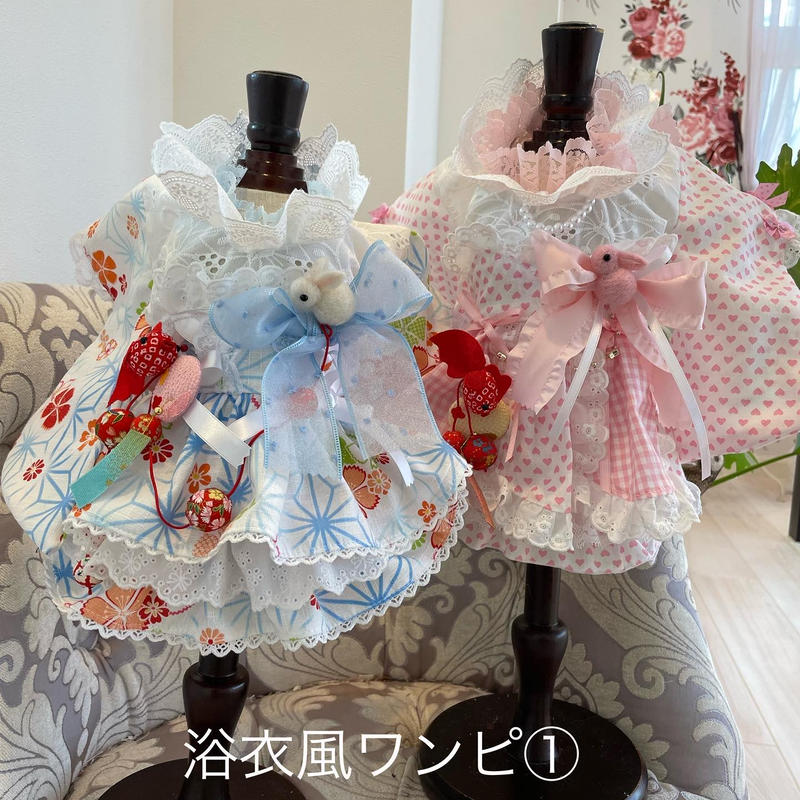 水色花柄浴衣風ワンピ Pule Jam First