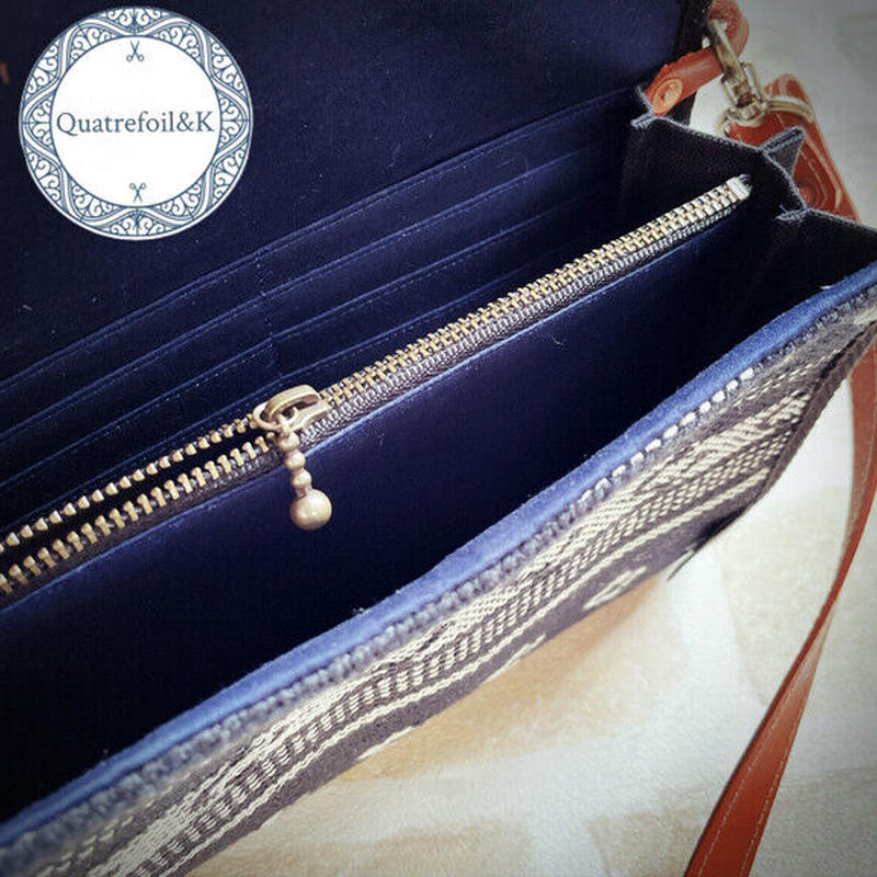 お子様二人用 ２wayショルダーポーチ型の母子手帳ケース Black Native Kil